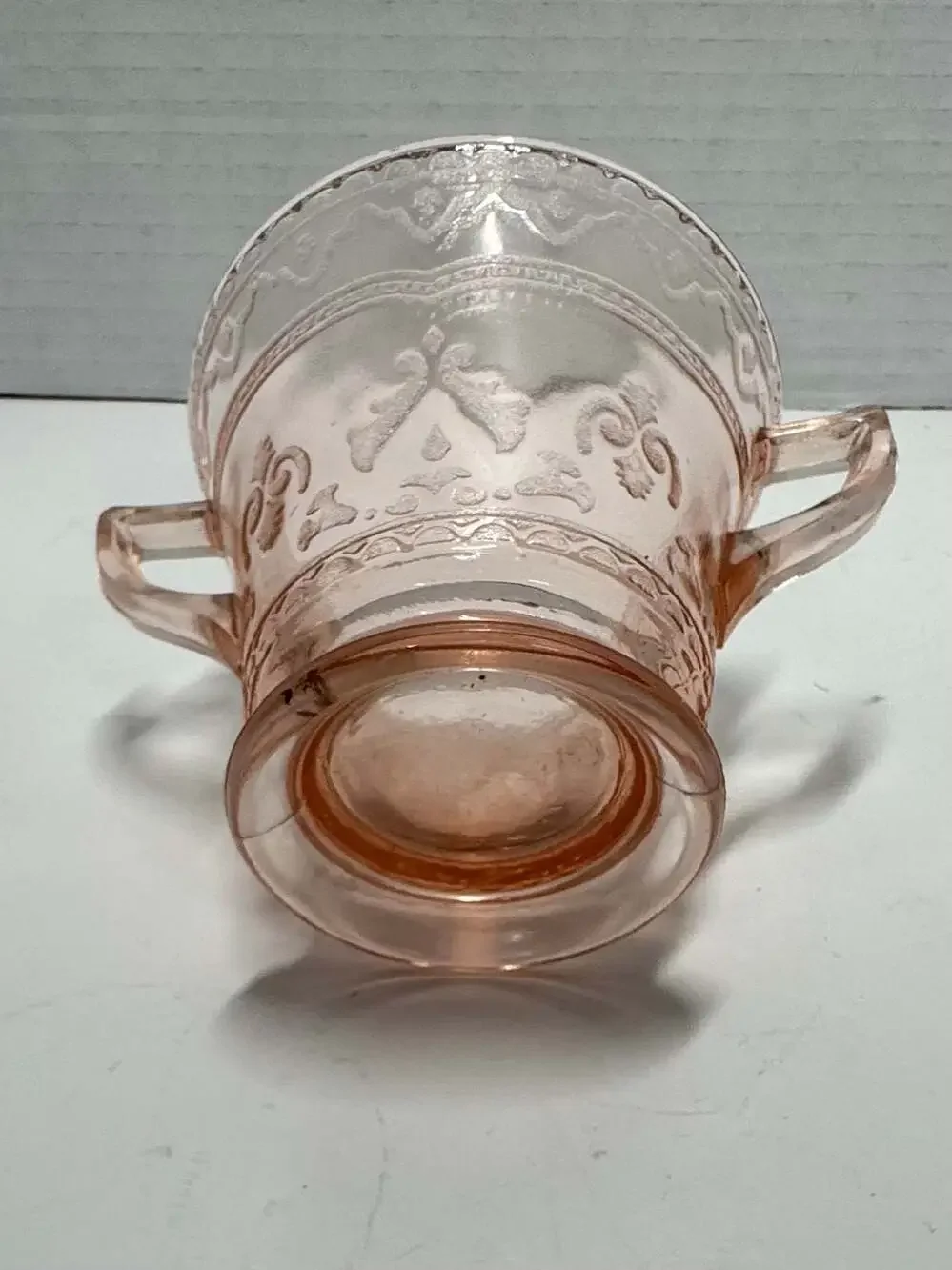 Federal Glass Patrician Pink Depression Glass Two-Handled Sugar Bowl